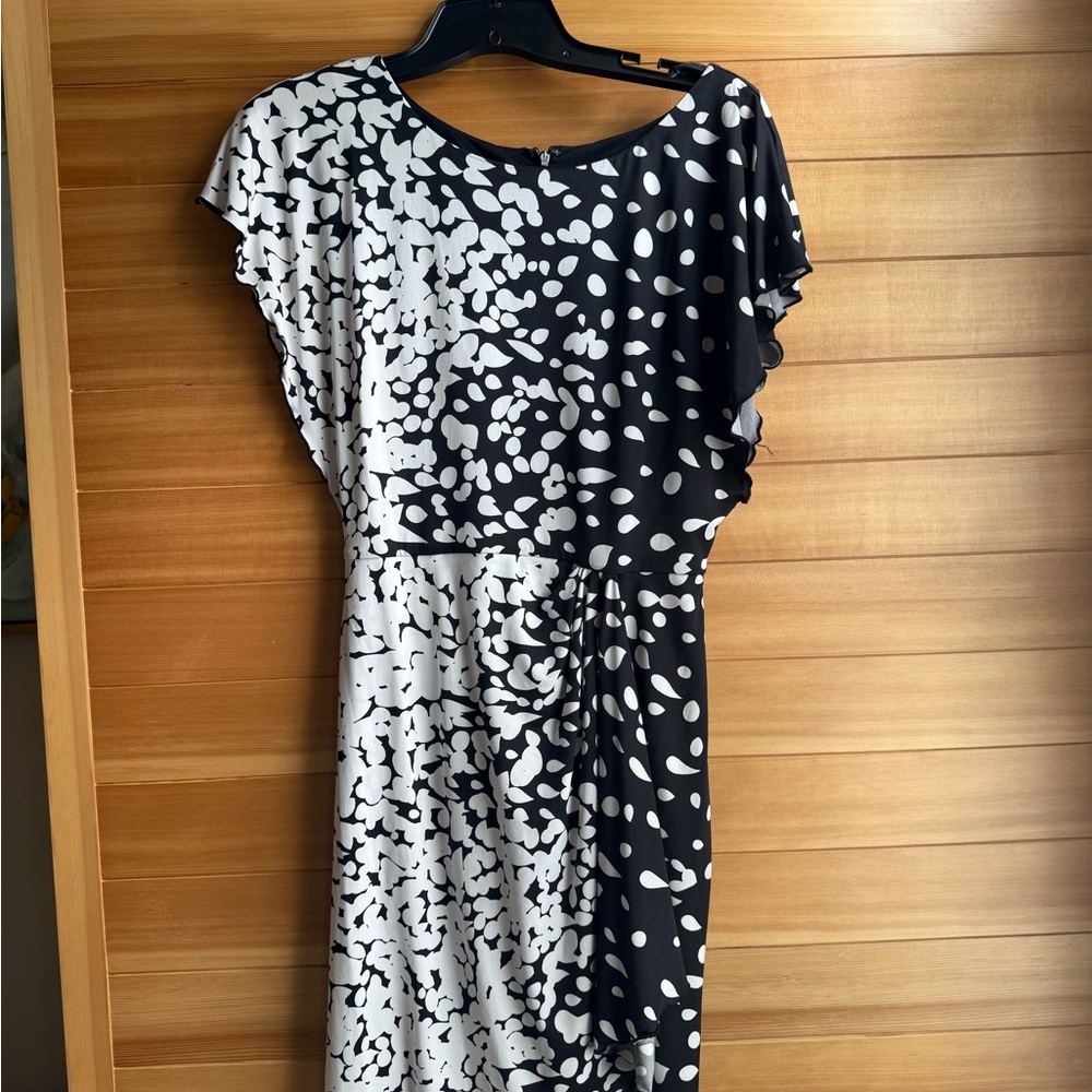 White House Black Market Asymmetrical Black and White Dress